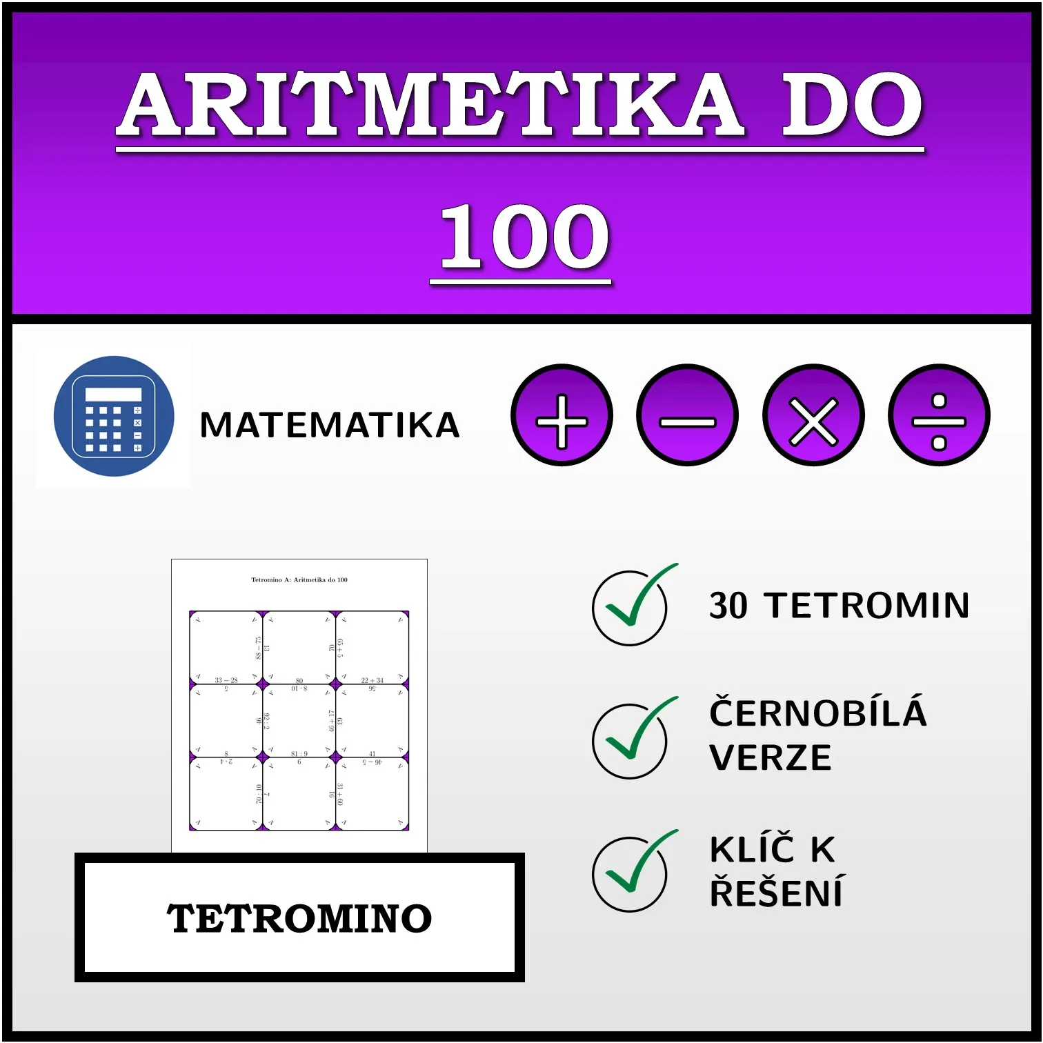 Tetromino: Aritmetika do 100
