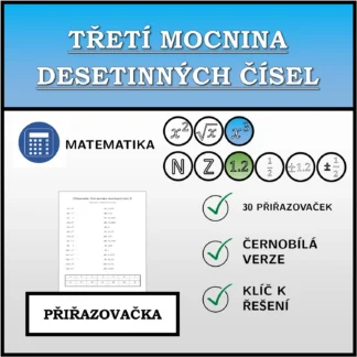Přiřazovačka: Třetí mocnina desetinných čísel