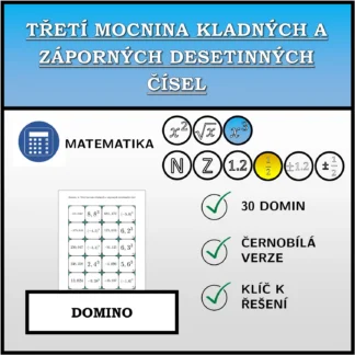 Domino: Třetí mocnina kladných a záporných desetinných čísel
