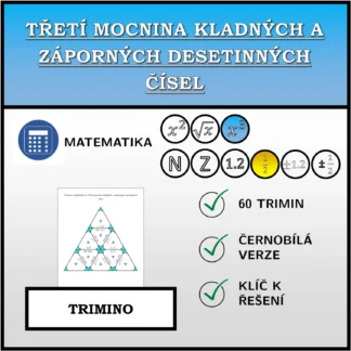Trimino: Třetí mocnina kladných a záporných desetinných čísel