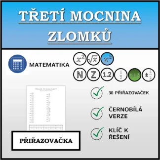 Přiřazovačka: Třetí mocnina zlomků
