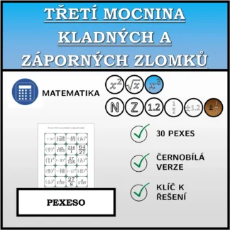 Pexeso: Třetí mocnina kladných a záporných zlomků