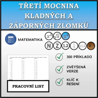 Pracovní list: Třetí mocnina kladných a záporných zlomků
