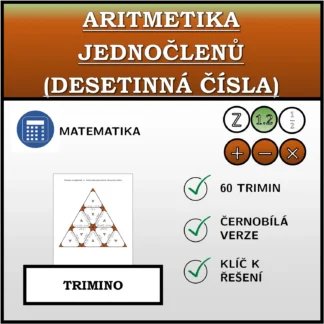 Trimino: Aritmetika jednočlenů (desetinná čísla)