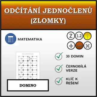 Domino: Odčítání jednočlenů (zlomky)