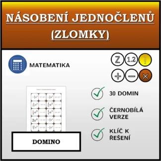 Domino: Násobení jednočlenů (zlomky)