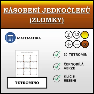 Tetromino: Násobení jednočlenů (zlomky)