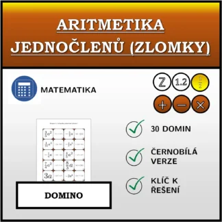 Domino: Aritmetika jednočlenů (zlomky)