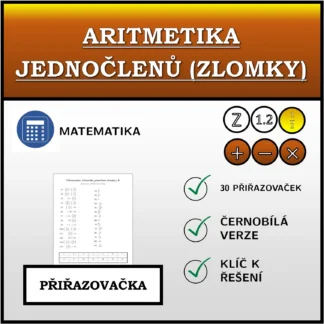 Přiřazovačka: Aritmetika jednočlenů (zlomky)