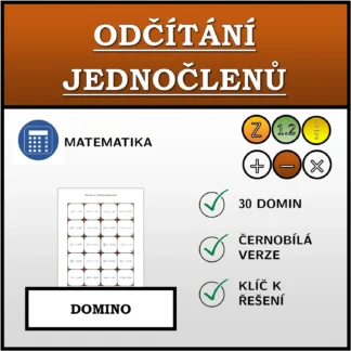 Domino: Odčítání jednočlenů
