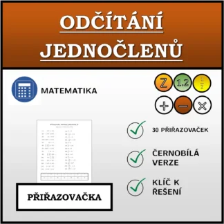 Přiřazovačka: Odčítání jednočlenů