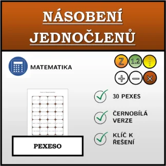 Pexeso: Násobení jednočlenů