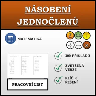 Pracovní list: Násobení jednočlenů