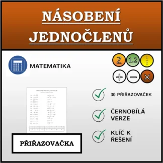 Přiřazovačka: Násobení jednočlenů