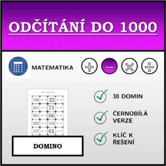 Domino: Odčítání do 1000