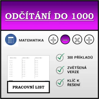 Pracovní list: Odčítání do 1000