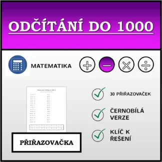 Přiřazovačka: Odčítání do 1000