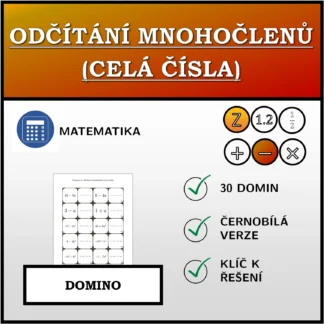 Domino: Odčítání mnohočlenů (celá čísla)