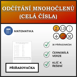 Přiřazovačka: Odčítání mnohočlenů (celá čísla)