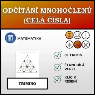 Trimino: Odčítání mnohočlenů (celá čísla)