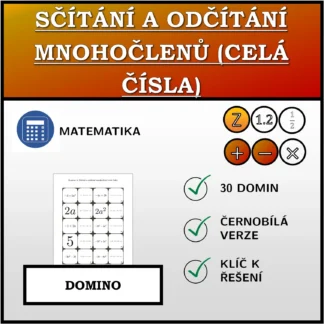 Domino: Sčítání a odčítání mnohočlenů (celá čísla)