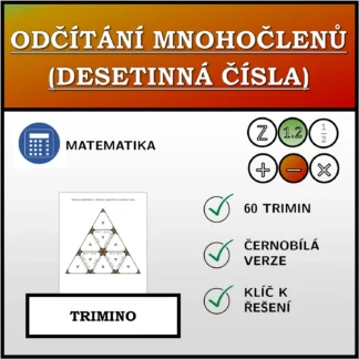 Trimino: Odčítání mnohočlenů (desetinná čísla)