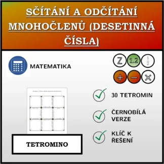 Tetromino: Sčítání a odčítání mnohočlenů (desetinná čísla)