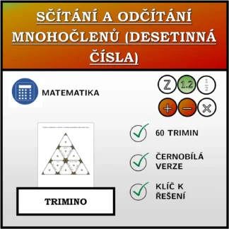 Trimino: Sčítání a odčítání mnohočlenů (desetinná čísla)