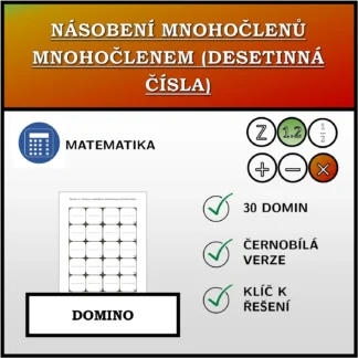 Domino: Násobení mnohočlenů mnohočlenem (desetinná čísla)