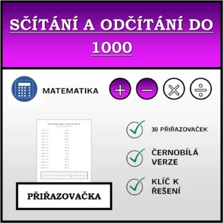 Přiřazovačka: Sčítání a odčítání do 1000