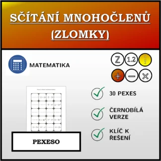 Pexeso: Sčítání mnohočlenů (zlomky)