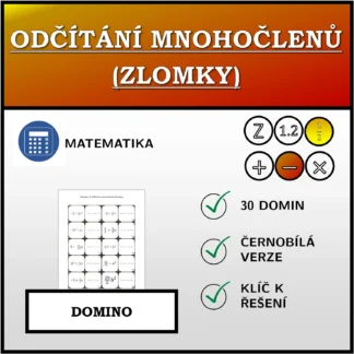 Domino: Odčítání mnohočlenů (zlomky)