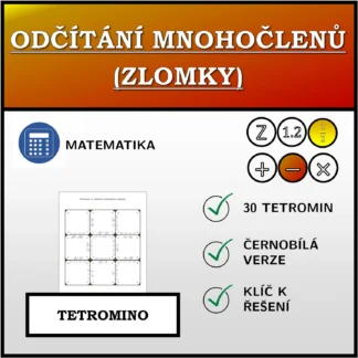 Tetromino: Odčítání mnohočlenů (zlomky)