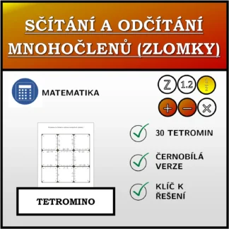 Tetromino: Sčítání a odčítání mnohočlenů (zlomky)