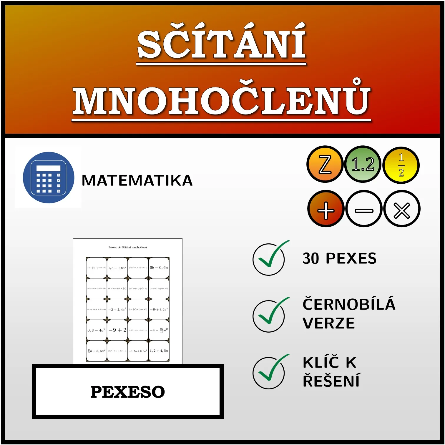 Pexeso: Sčítání mnohočlenů