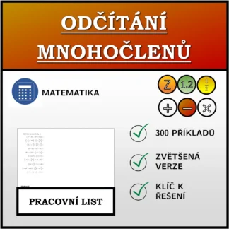 Pracovní list: Odčítání mnohočlenů