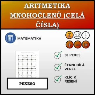 Pexeso: Aritmetika mnohočlenů (celá čísla)