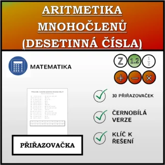 Přiřazovačka: Aritmetika mnohočlenů (desetinná čísla)
