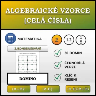 Domino: Algebraické vzorce (celá čísla), zjednodušování