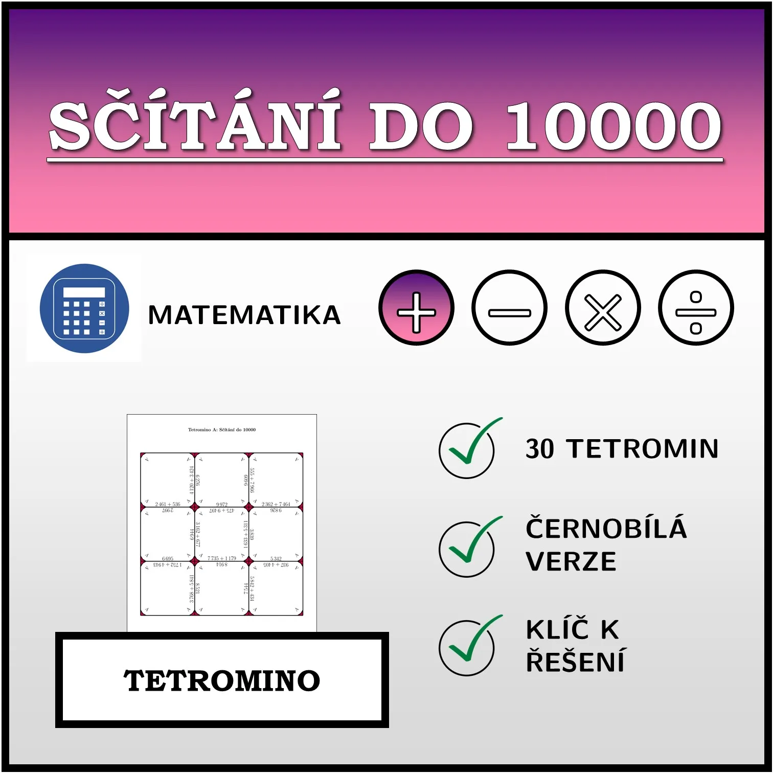 Tetromino: Sčítání do 10000
