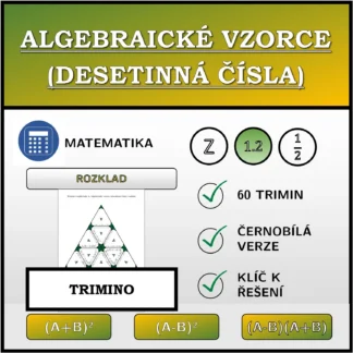Trimino: Algebraické vzorce (desetinná čísla), rozklad