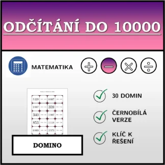 Domino: Odčítání do 10000