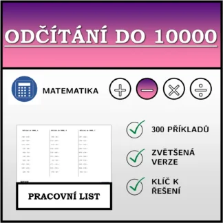 Pracovní list: Odčítání do 10000