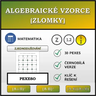 Pexeso: Algebraické vzorce (zlomky), zjednodušování