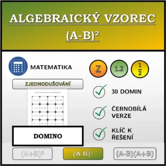 Domino: Algebraický vzorec (A-B)², zjednodušování