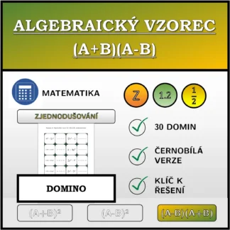 Domino: Algebraický vzorec (A+B)(A-B), zjednodušování