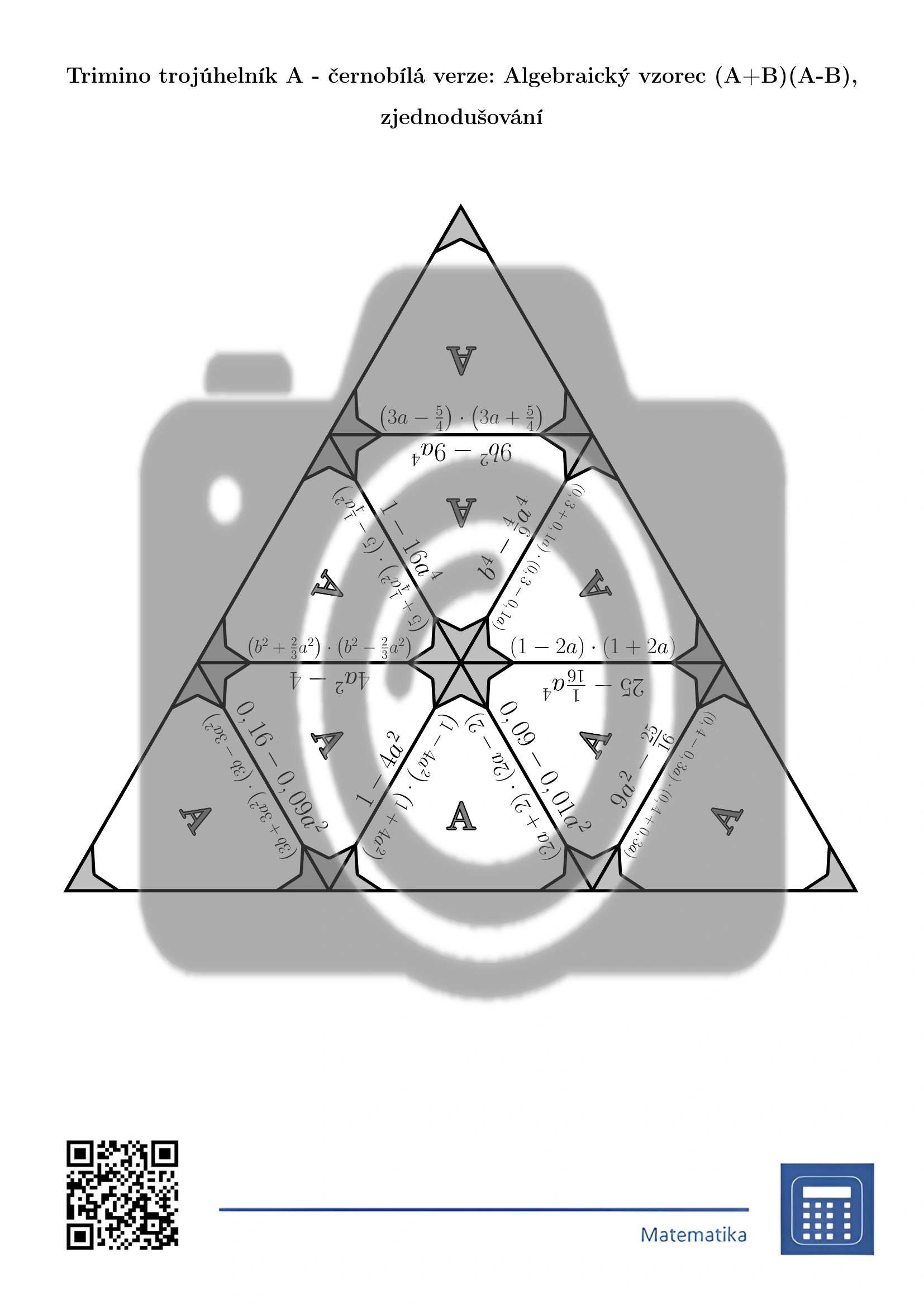 Trimino: Algebraický vzorec (A+B)(A-B), zjednodušování - Obrázek 3