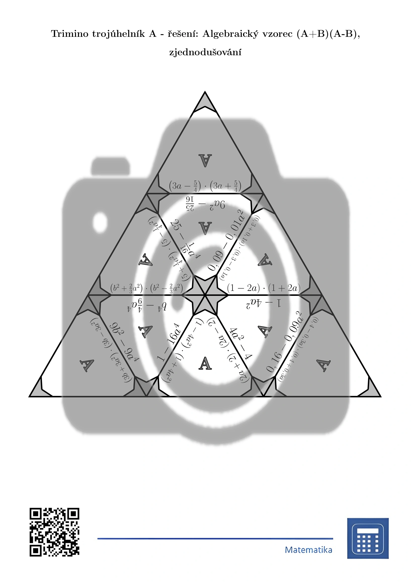 Trimino: Algebraický vzorec (A+B)(A-B), zjednodušování - Obrázek 6