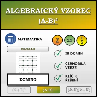 Domino: Algebraický vzorec (A-B)², rozklad