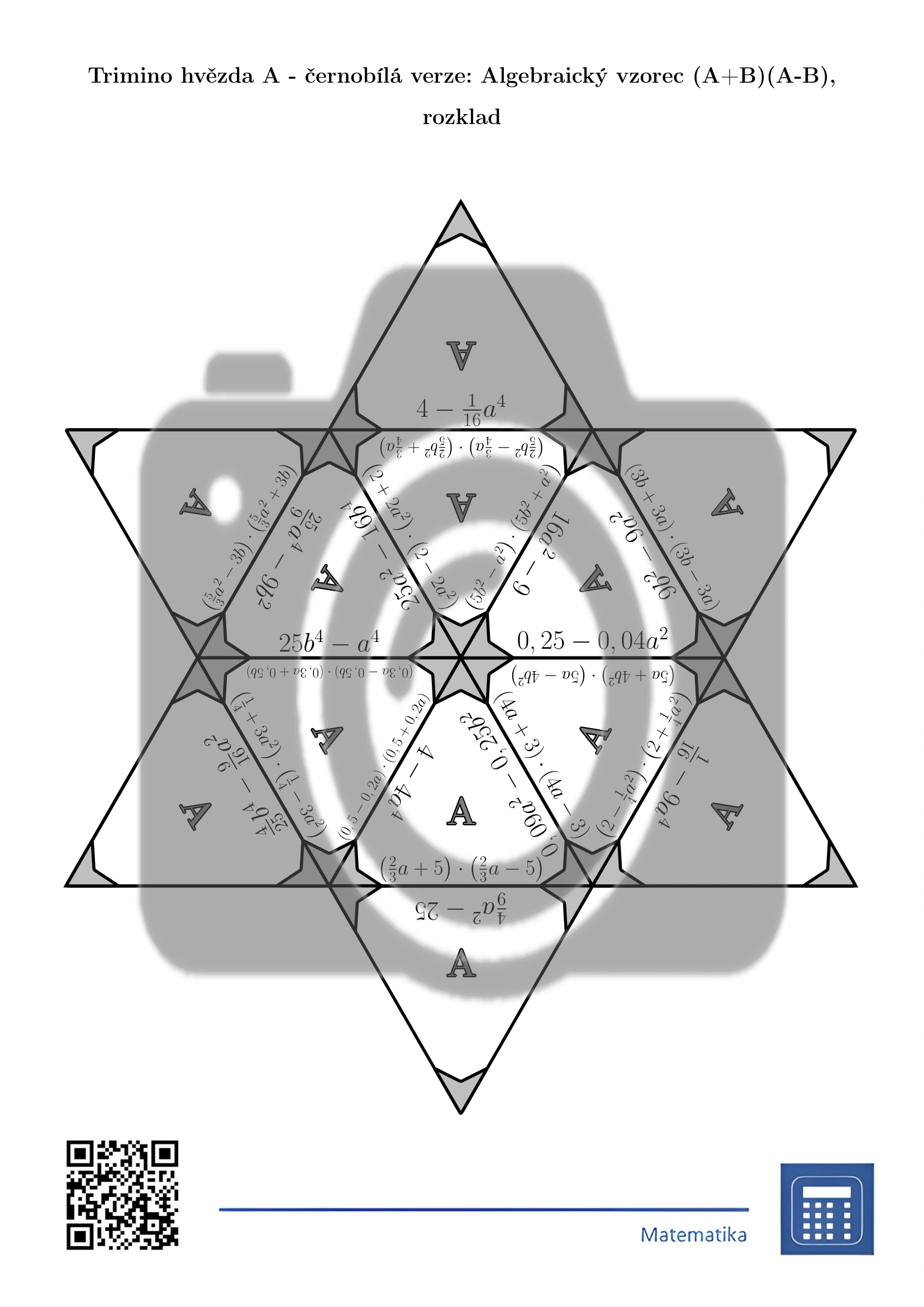 Trimino: Algebraický vzorec (A+B)(A-B), rozklad - Obrázek 5